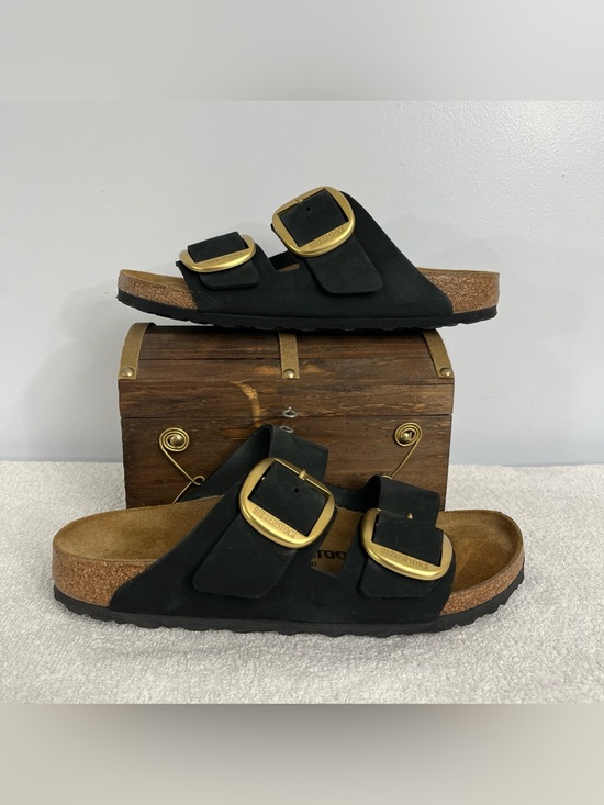 Birkenstock Shoes - Birkenstock Arizona Big Buckle Sandal Black Nubuck Leather Women’s Size 10 USA